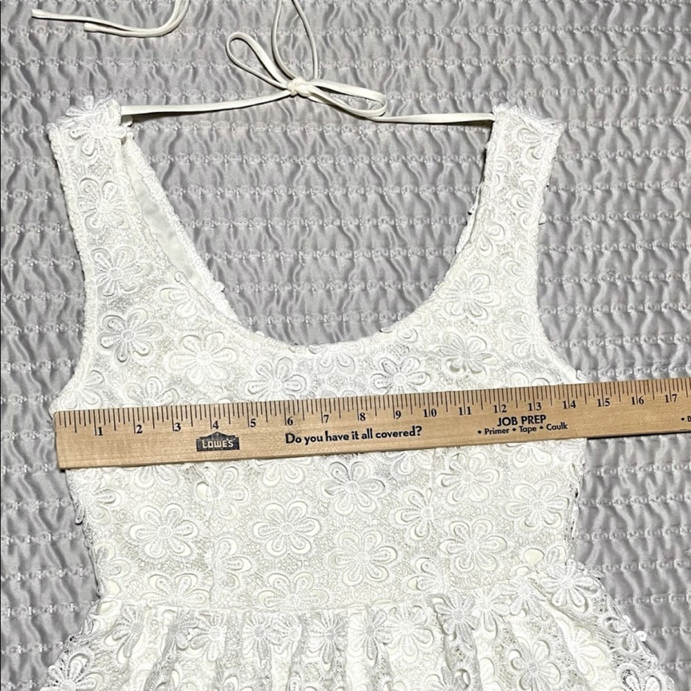 Bohemian Eyelet Short White Lace Dress - Picture 5 of 9